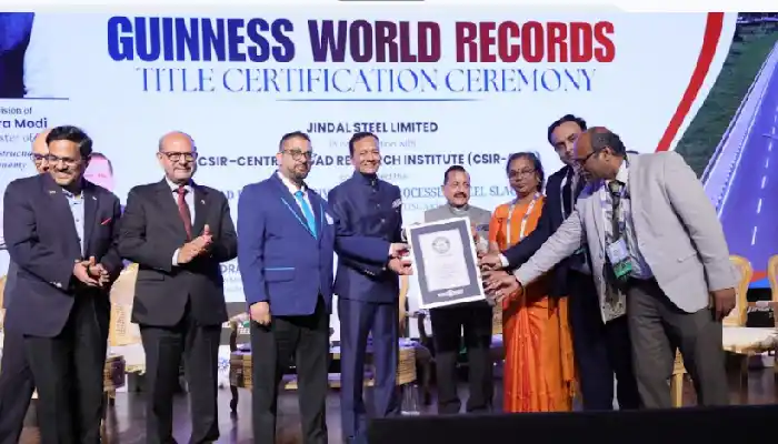 दुनिया की सबसे लंबी स्टील स्लैग रोड बनाकर जिंदल स्टील ने रचा इतिहास, बना गिनीज रिकॉर्ड